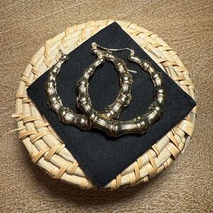 Gold Bamboo Hoop Earrings